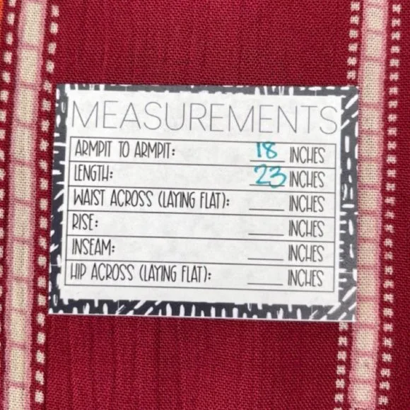 ANA | Red Striped 3/4 Elastic Sleeve Blouse with Waist Tie | Size M - Picture 9 of 10